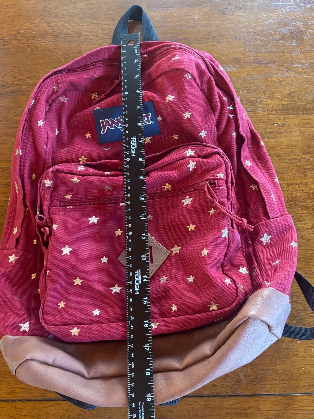 JanSport City View Remix Backpack Viking Red/Golden Stars - Picture 4 of 5